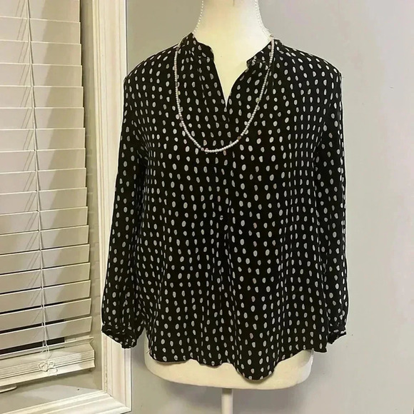 [S]Madewell Silk Poet Shirt Blouse In Paintdot (05196)  V Neck Button Down - Picture 2 of 12